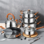 13 Pièces dans un ensemble En Acier Inoxydable Ustensiles de cuisine CasserolesCFA12,900