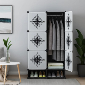 Armoire de rangement en plastique / 2 battants Noir-blanc