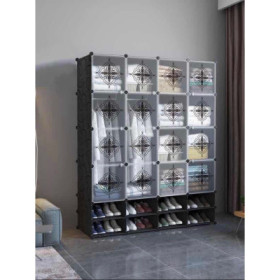 ARMOIRE EN PLASTIQUE AVEC RANGEMENT CHAUSSURE NOIR ET BLANCCFA50,000